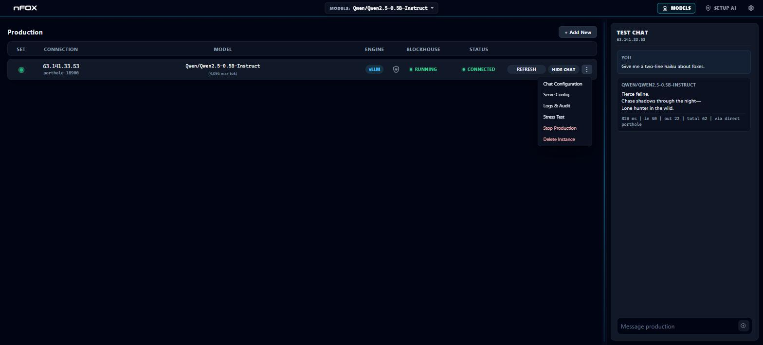 The per-instance actions menu